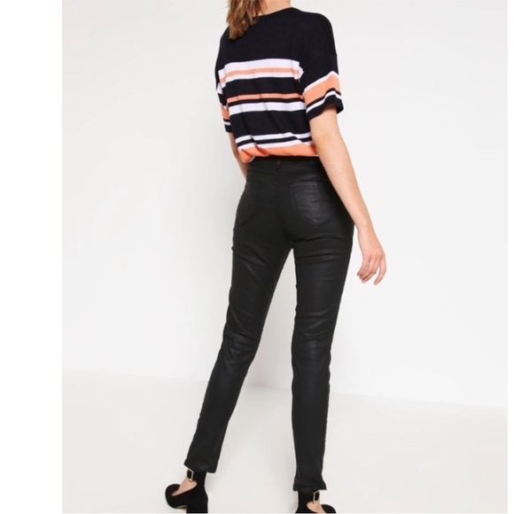 Opus Emily Refined Coated Black Jeans Skinny Fit Size Euro 36 US 6 Chic Moto - Picture 2 of 16